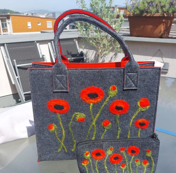 Filztasche Mohn